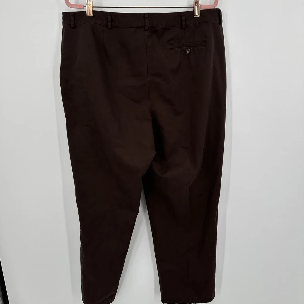 L.L. Bean Pants Womens 18 Regular Brown‎ Straight Fit Chino Twill Flat Front